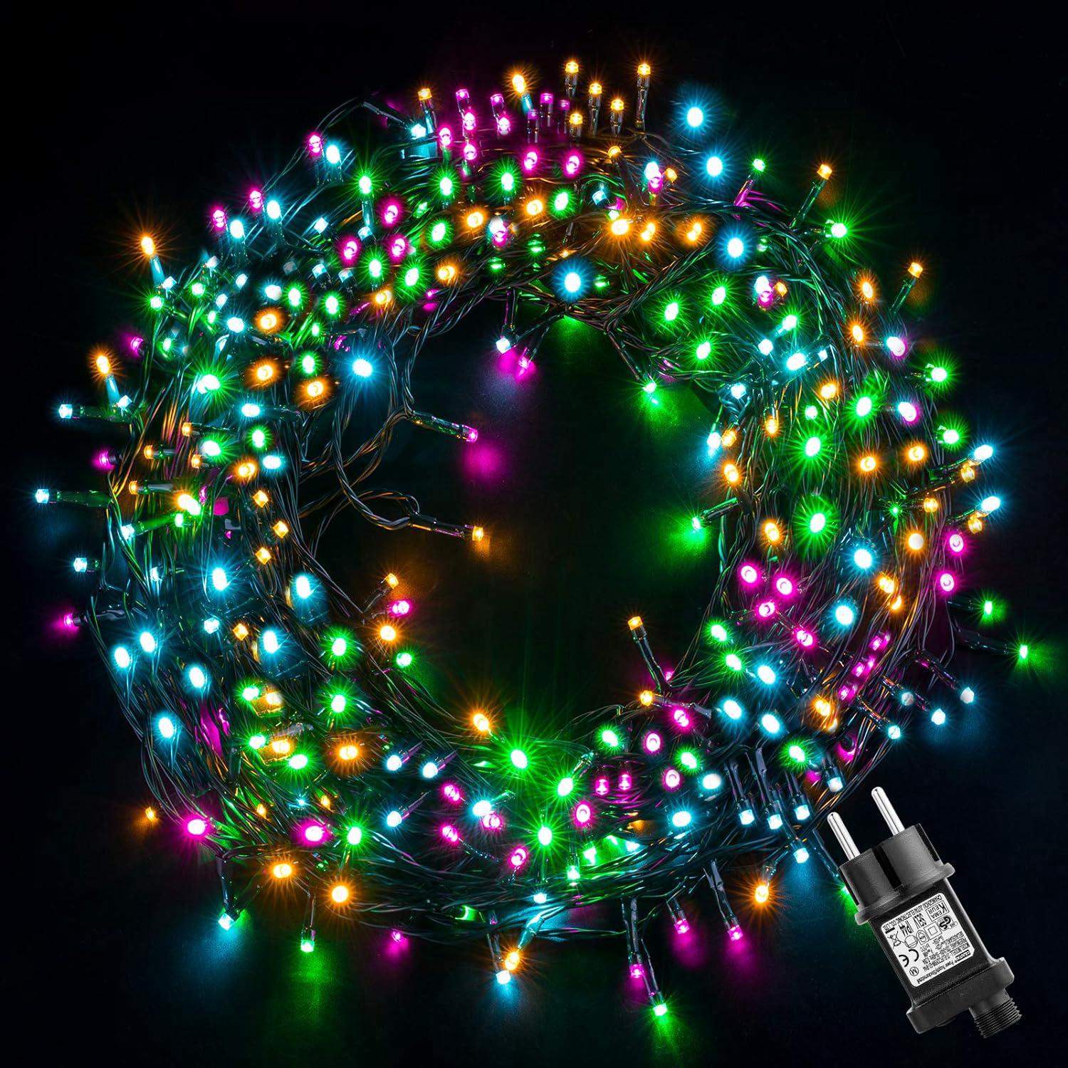 Kolorowa girlanda świetlna LED na Boże Narodzenie, 23M 200 LED wielokolorowe lampki choinkowe DIY z 8 trybami