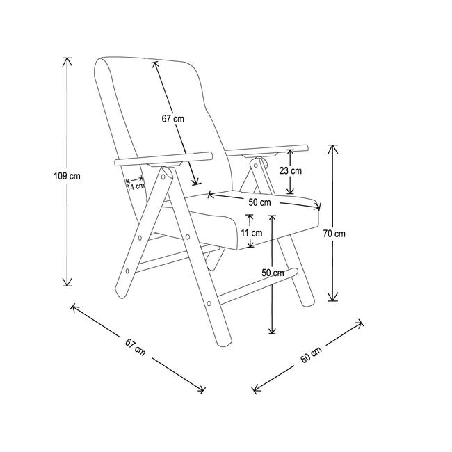 Poltrona Relax Legno Con Cuscino Quadrettoni - Made Italy Bordeaux - Foto 8