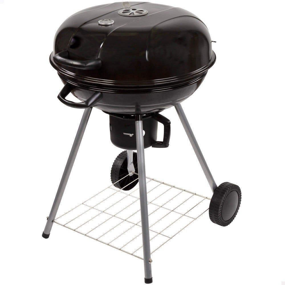 Barbecue charbon de bois acier émaillé 53cm noir avec chariot Barbecue charbon de bois acier émaillé 53cm noir avec chariot