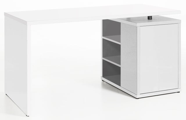 COMPOSAD | Scrivania della Linea CORE con 1 Anta e 3 Vani, (LxAxP) 140x73,20x69 cm, Bianco Laccato, per Studio, Ufficio, Made in Italy
