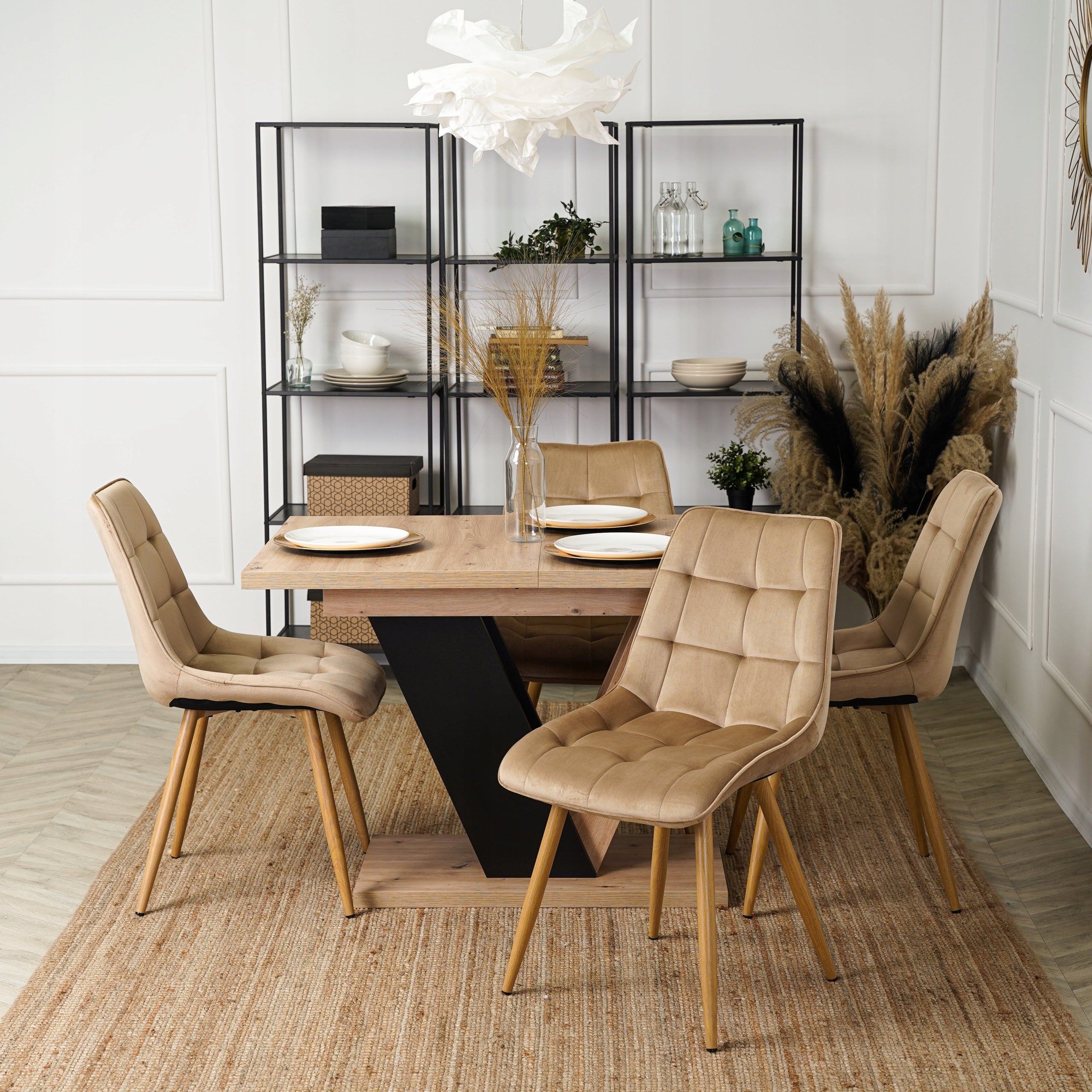 Stół Rozkładany Nowoczesny Salon Jadalnia Czarny Dąb Artisan CLARK 120/160 - 3