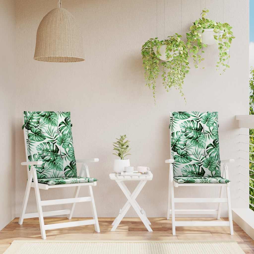 Poduszki na krzesła ogrodowe, 2 szt., wzór w liście, tkanina vidaXL