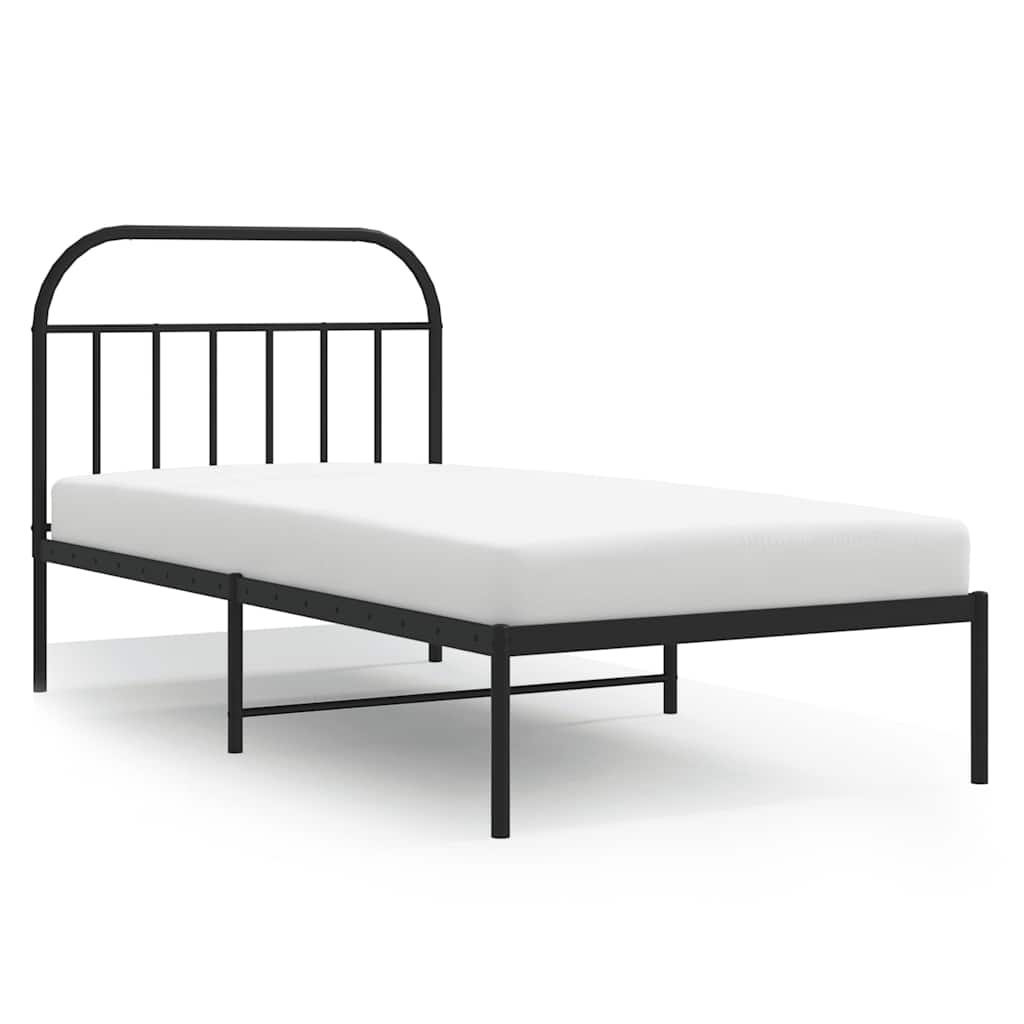 Łóżko Metalowe Czarne Rama Łóżka Ze Stelażem Do Pokoju Sypialni 100x200 cm