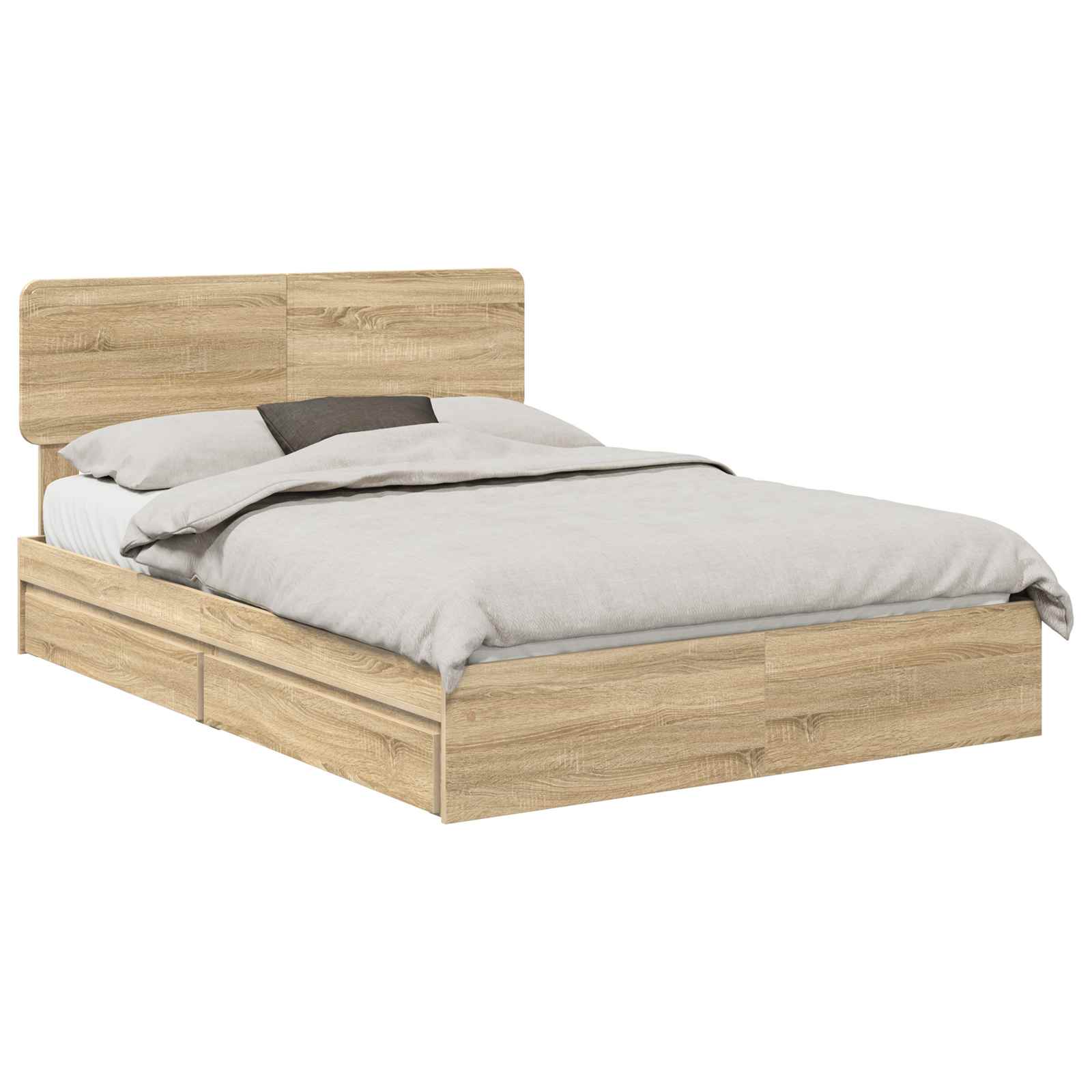 Lit de Rangement Chêne 140 x 190 cm Bois d'ingénierie - 2