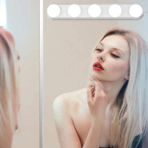 Lampa lustrzana LED, 5 LED, styl Hollywood, możliwość ściemniania, USB, do lustra do makijażu, łazienki, toaletki, biała