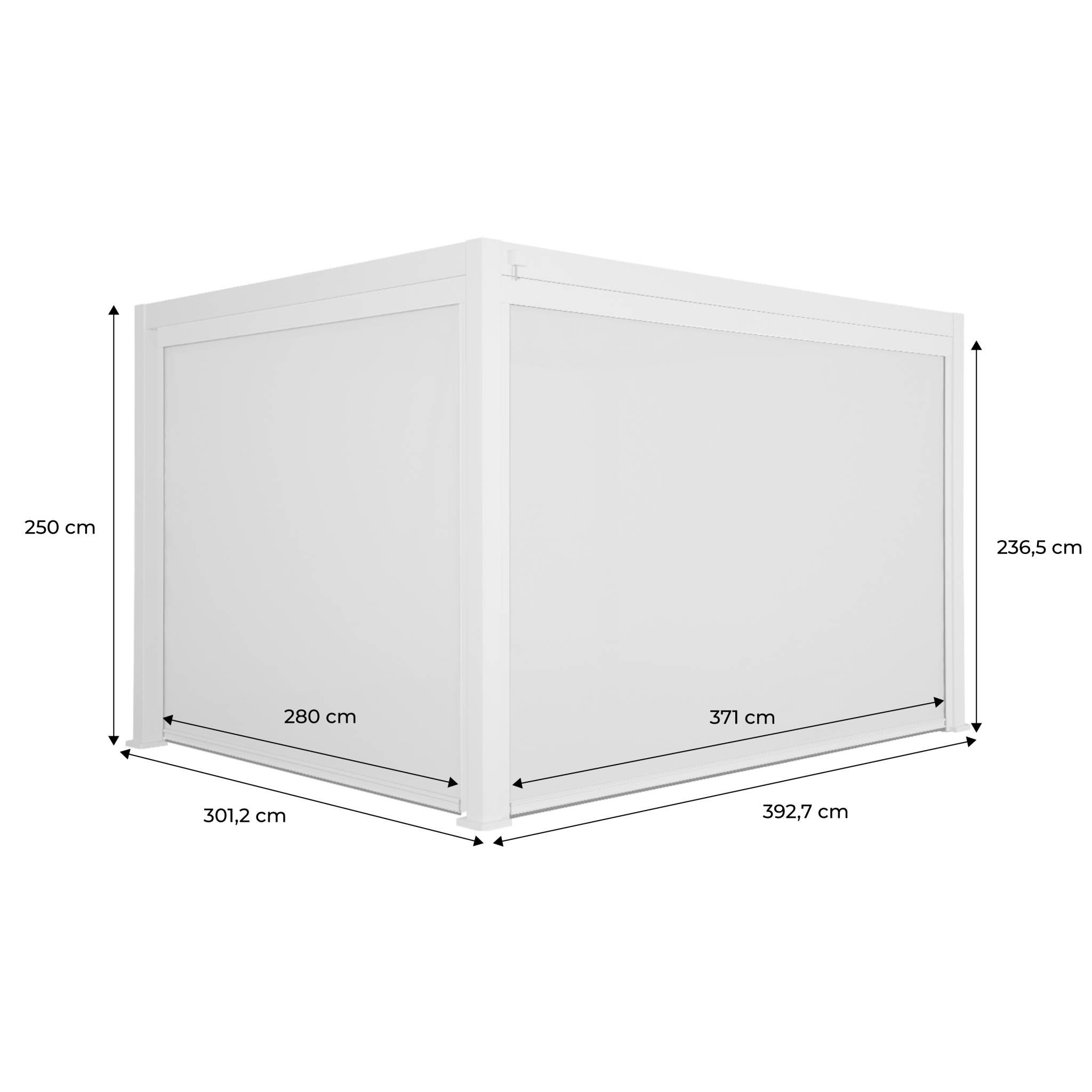 Pergola bioclimatica 3x4m in alluminio + tenda da 3m + tenda da 4m, Antracite - 4
