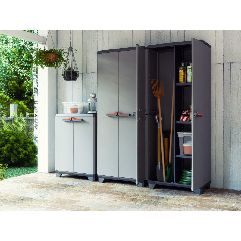 Armoire de jardin haute en résine grise, 2 portes et 3 étagères réglables, 68 x 39 x 173 cm - Stilo Alto - Keter - 3