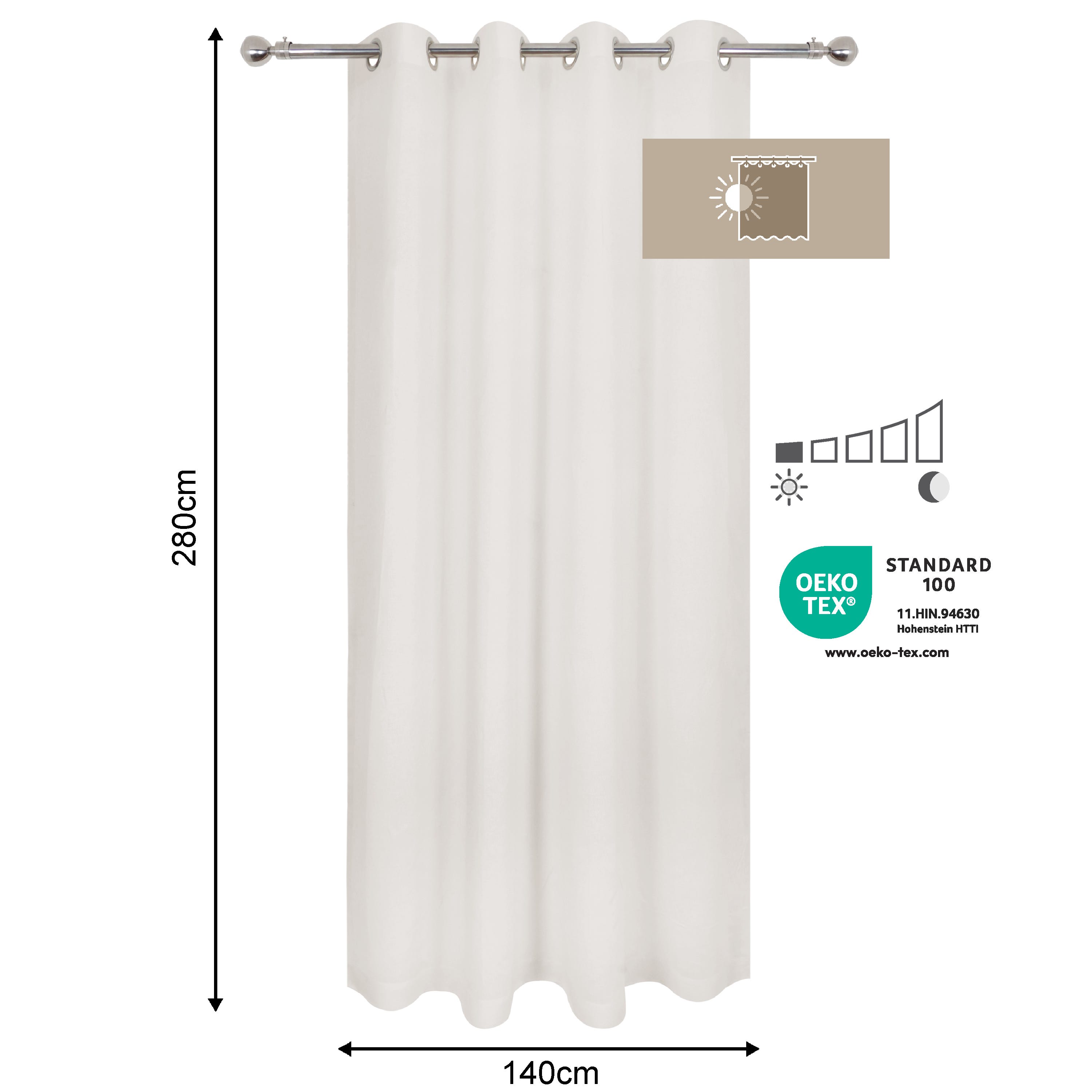 Tenda filtrante ELARA - L.140 x H.280 cm - Cotone / Lino - Beige chiaro - 4