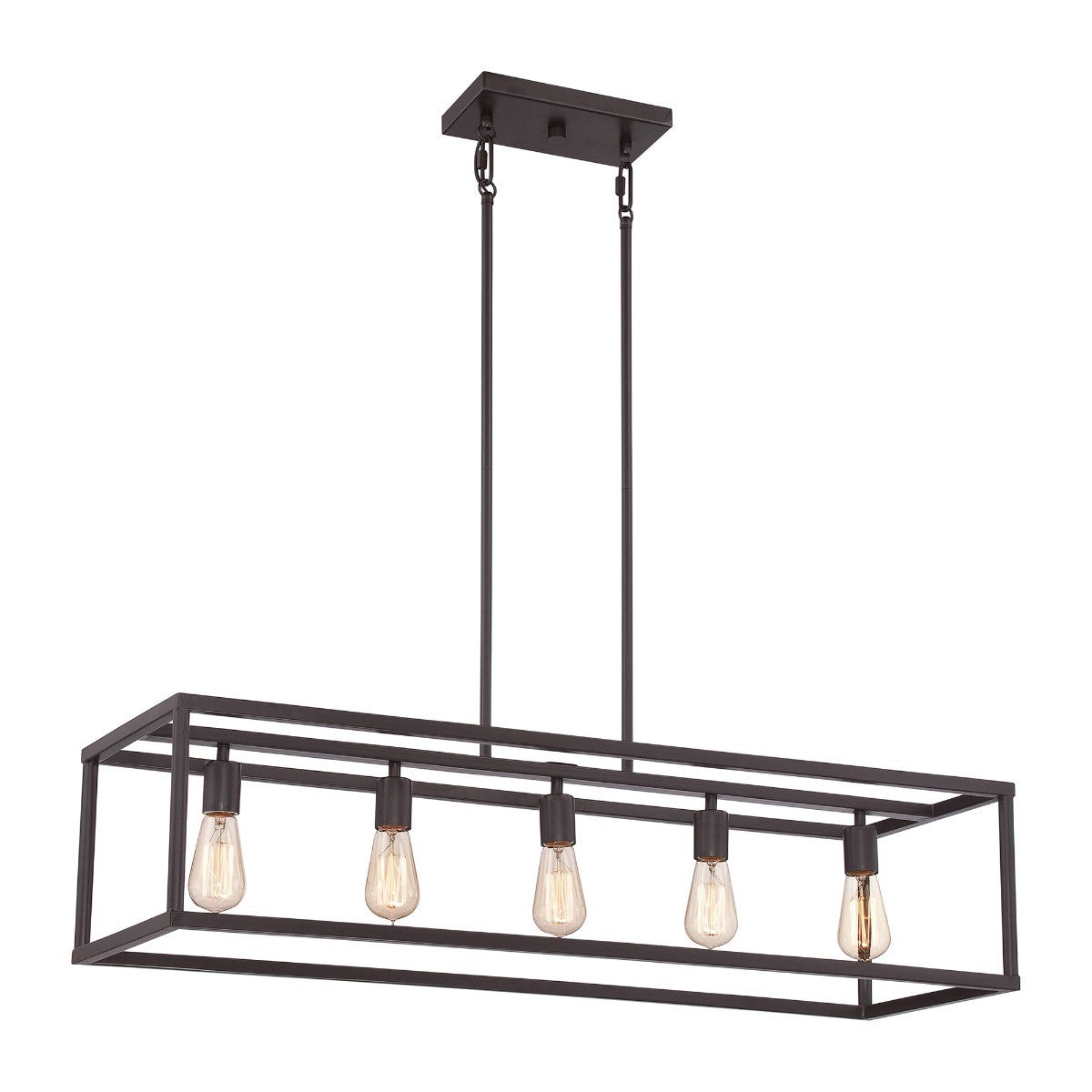 Lampa wisząca New Harbor zachodni brąz 5xE27x60W nad stół wym: 127 x 96,5 x 30,5 cm metal Quoizel