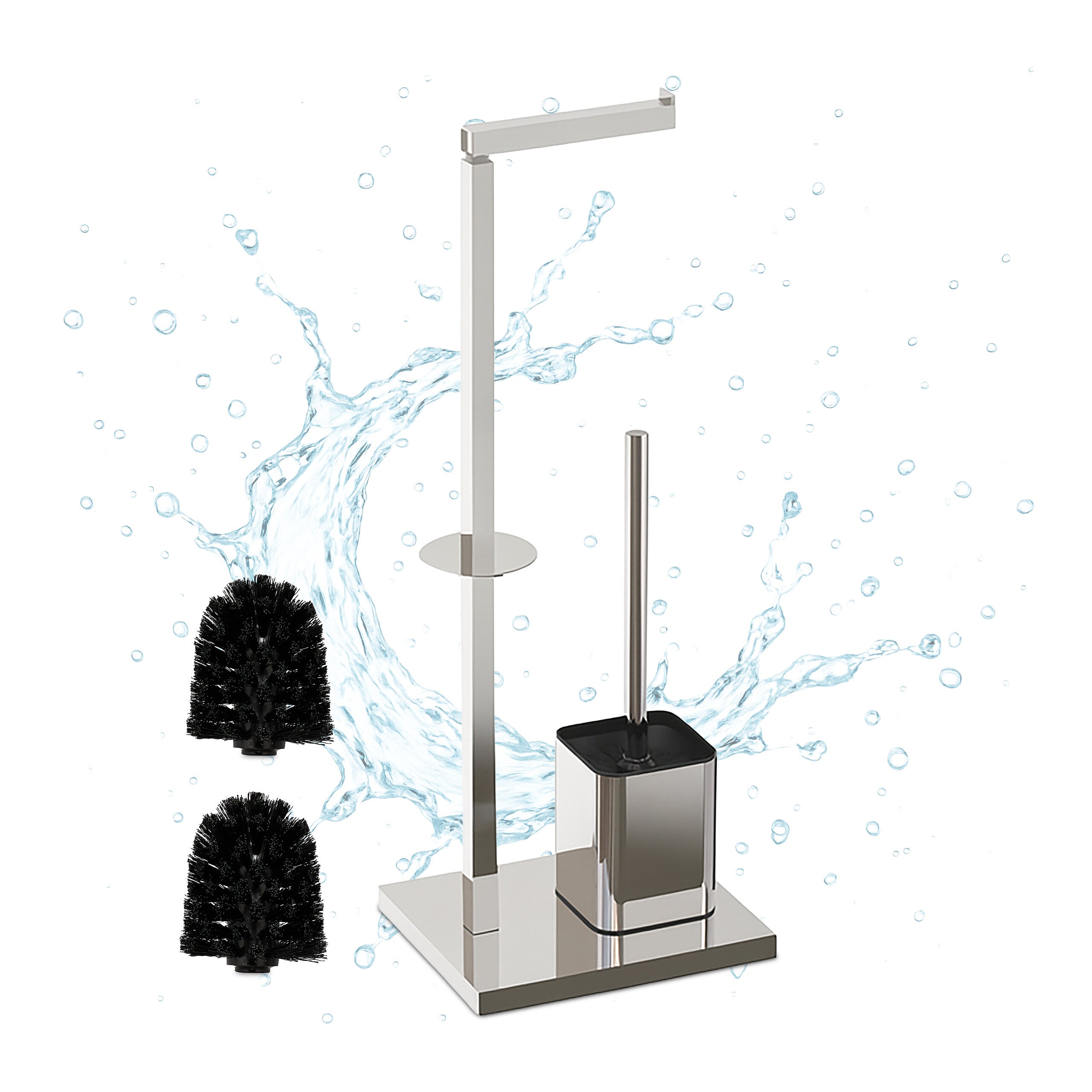 Scopino Bagno Wc Con Porta Carta Igienica Relaxdays Piantana Portarotolo Di Carta Igienica Da Bagno, Supporto Rotoli Cartaigienica, Ferro E Bambù, Naturale Nero | Leroy Merlin Porta Carta Igienica E Scopino Da - 13