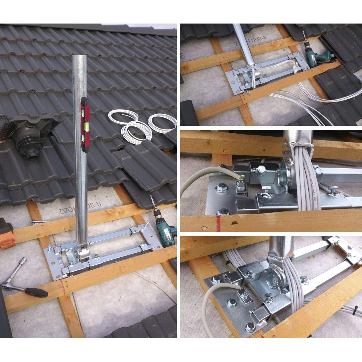 HERKULES S48/1300 Support Charpente Robuste Galvanisé à Chaud Montage Toit antenne parabole - 5