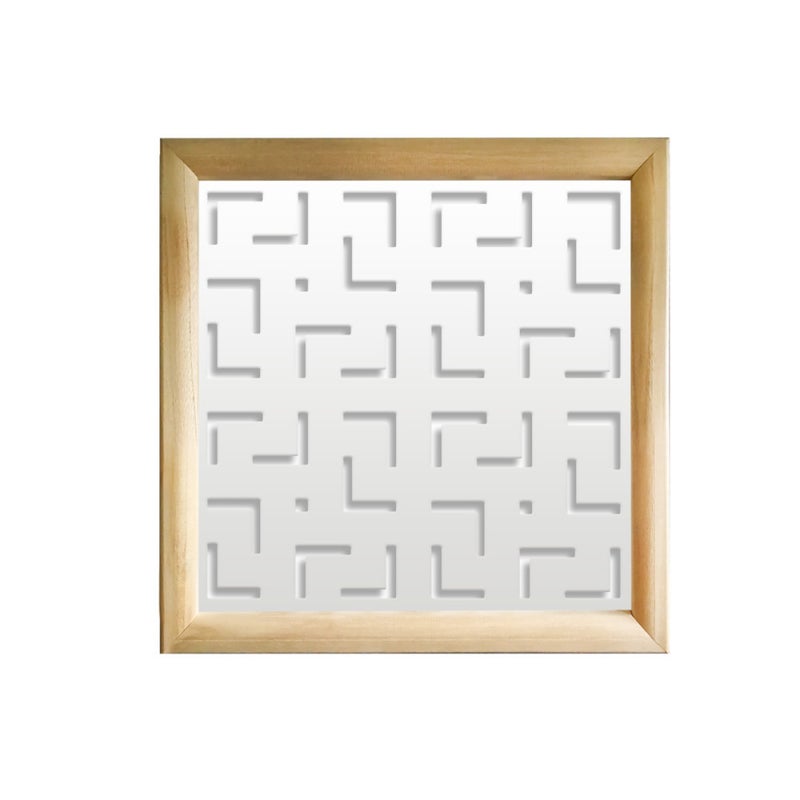 LABYRINTH M - Kwadratowe moduły dekoracyjne z drewna i PVC - Rozmiar 73x73 cm - Grubość 64 mm - Kolor wewnętrzny BIAŁY