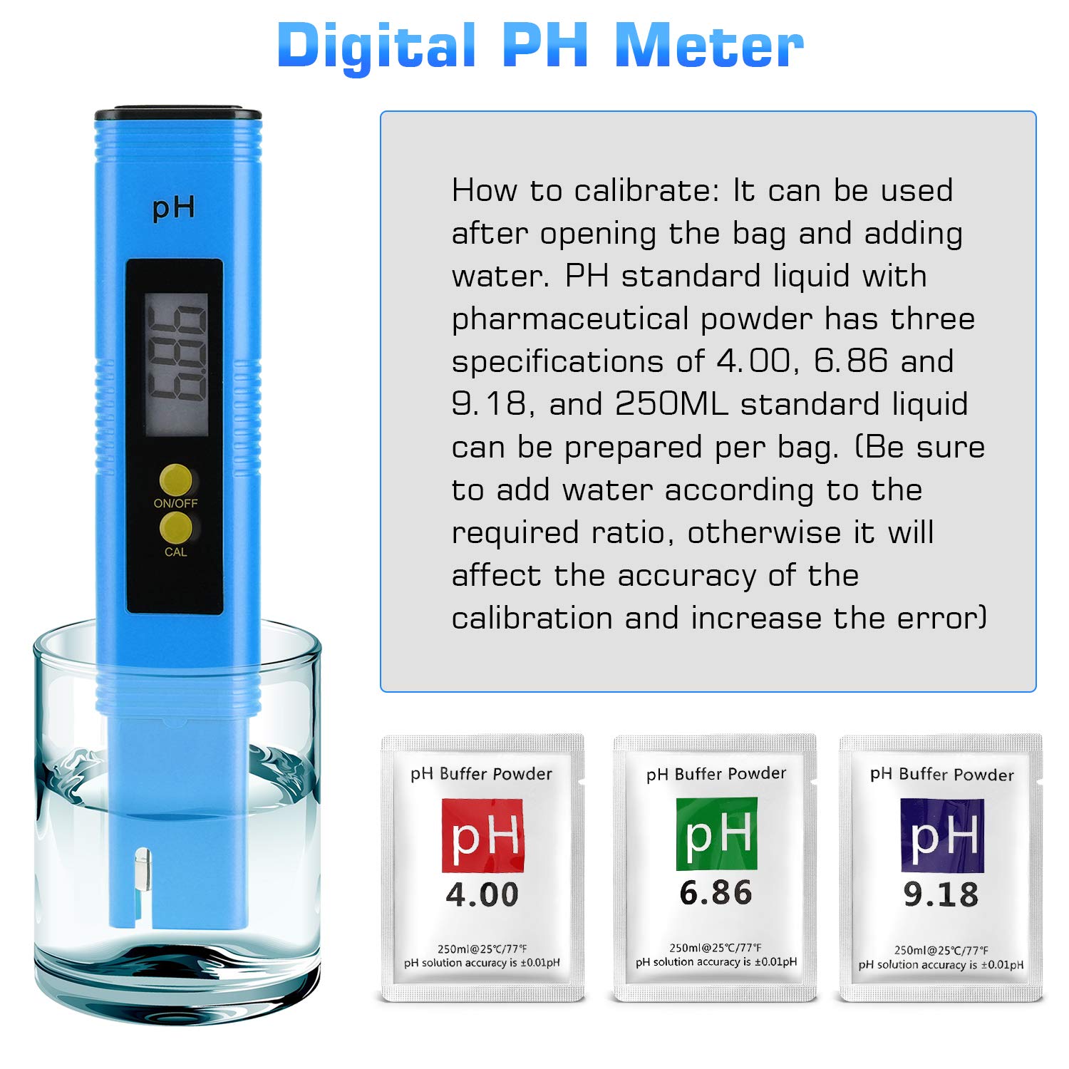 Lot de 2 ph-mètres pour la culture hydroponique de l'eau, stylo testeur de PH numérique 0.01 haute précision avec batterie, plage de mesure de PH 0-14 - 7