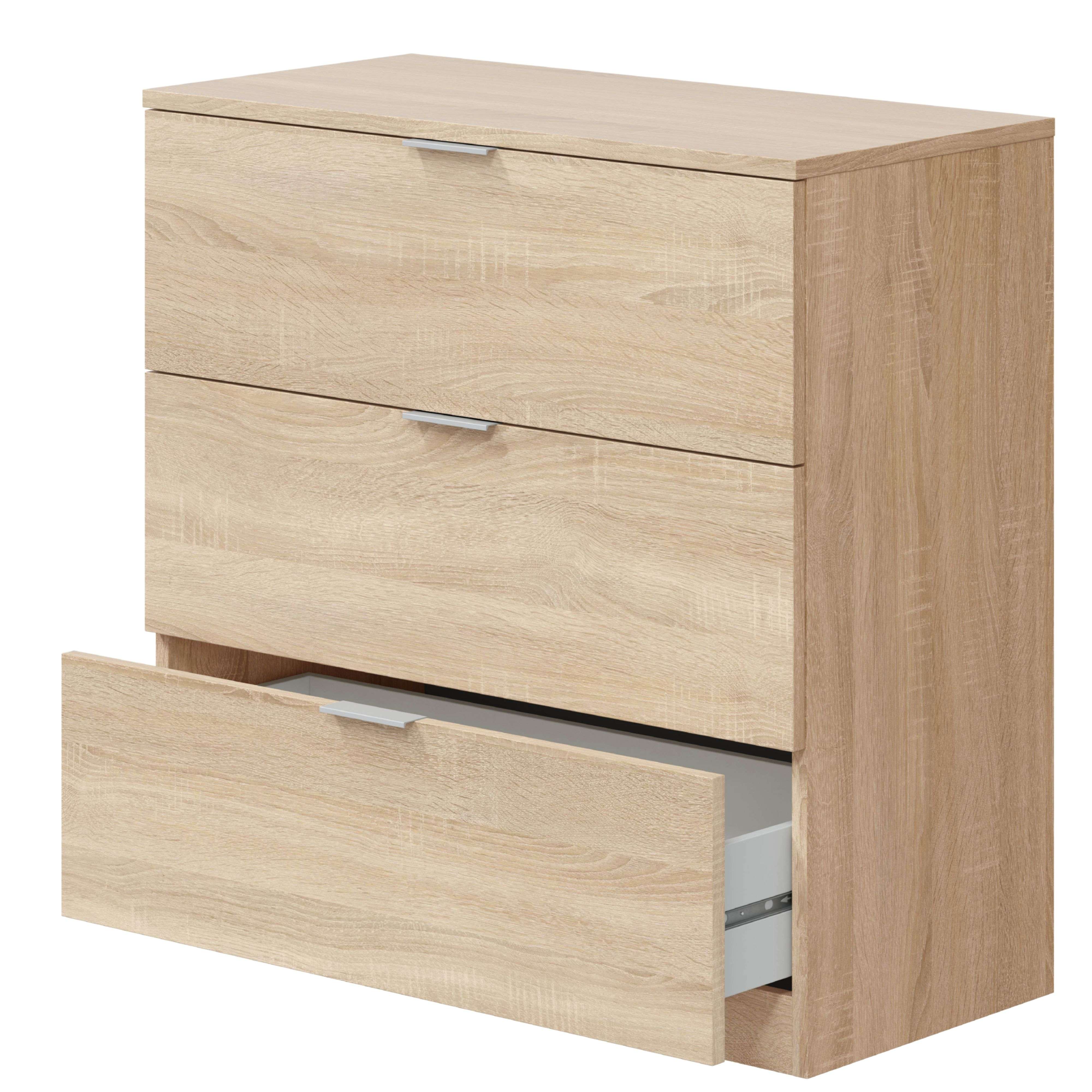 Low Cost Commode 3 Tiroirs Chêne Canadien 77 x 80 x 38 cm - 4