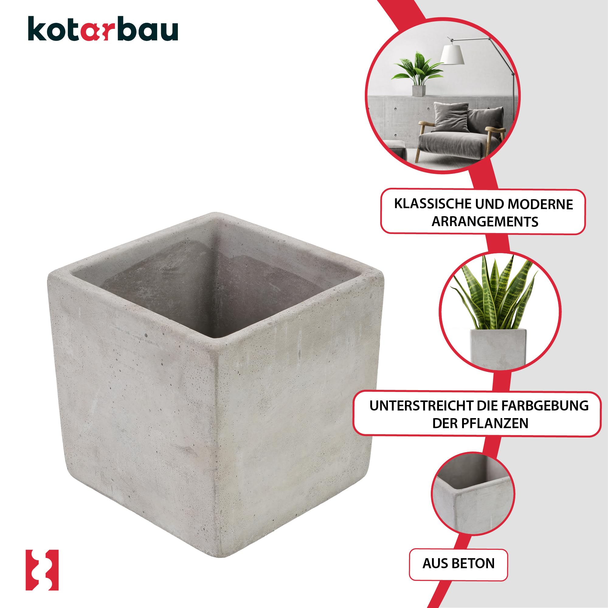 Donica kwadratowa betonowa osłonka na doniczkę na rośliny 16 cm dom ogród - KOTARBAU - 4