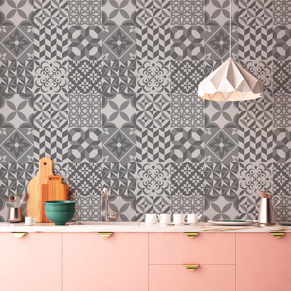 Papel pintado autoadhesivo con tintas eco, y libre de pvc, rollo de 129 x 260 cm hidra grisaceo