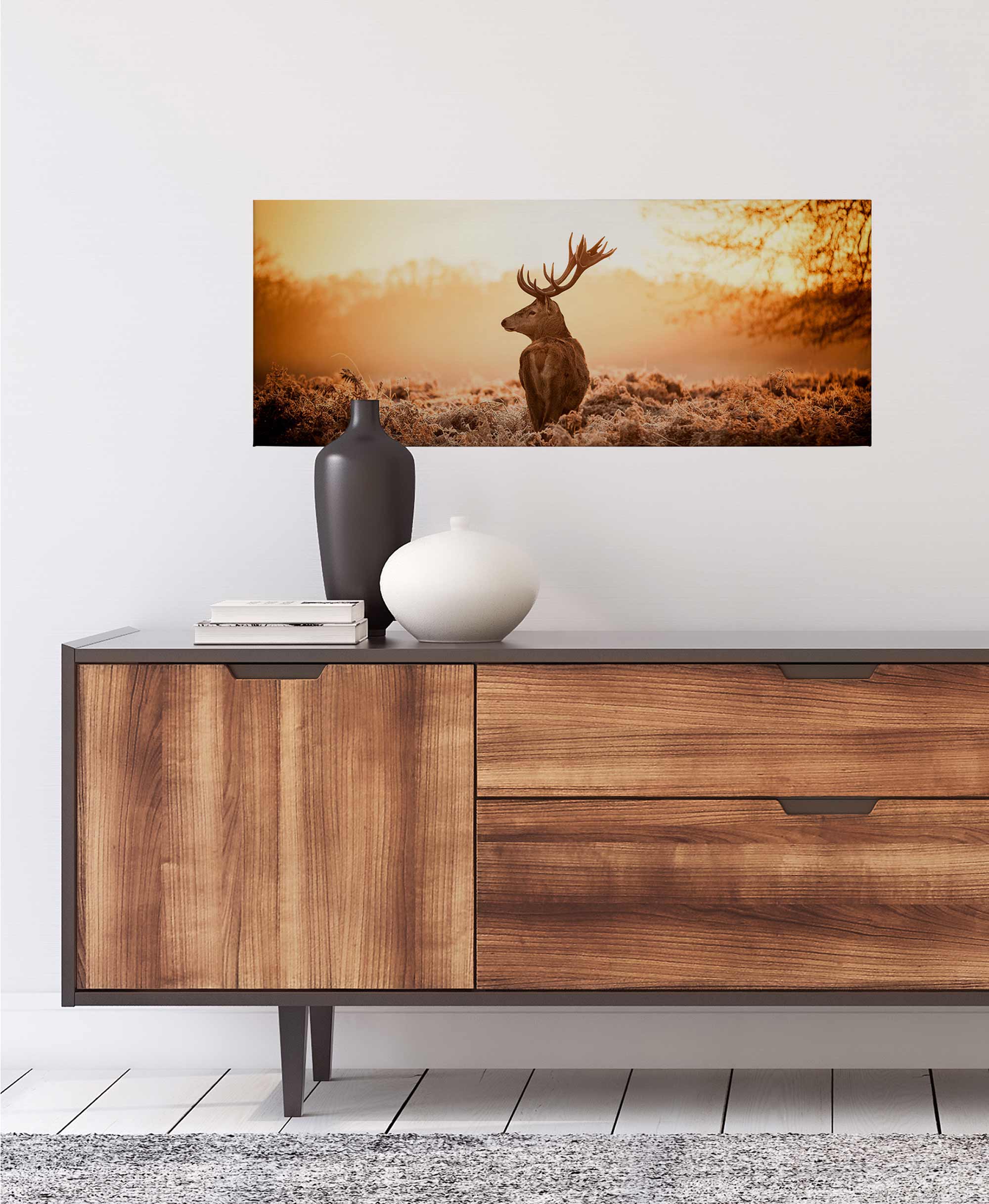 Tableau sur toile Animaux M1-No.50470 Tableau Orange Brun Châssis Forêt Prairie - 4