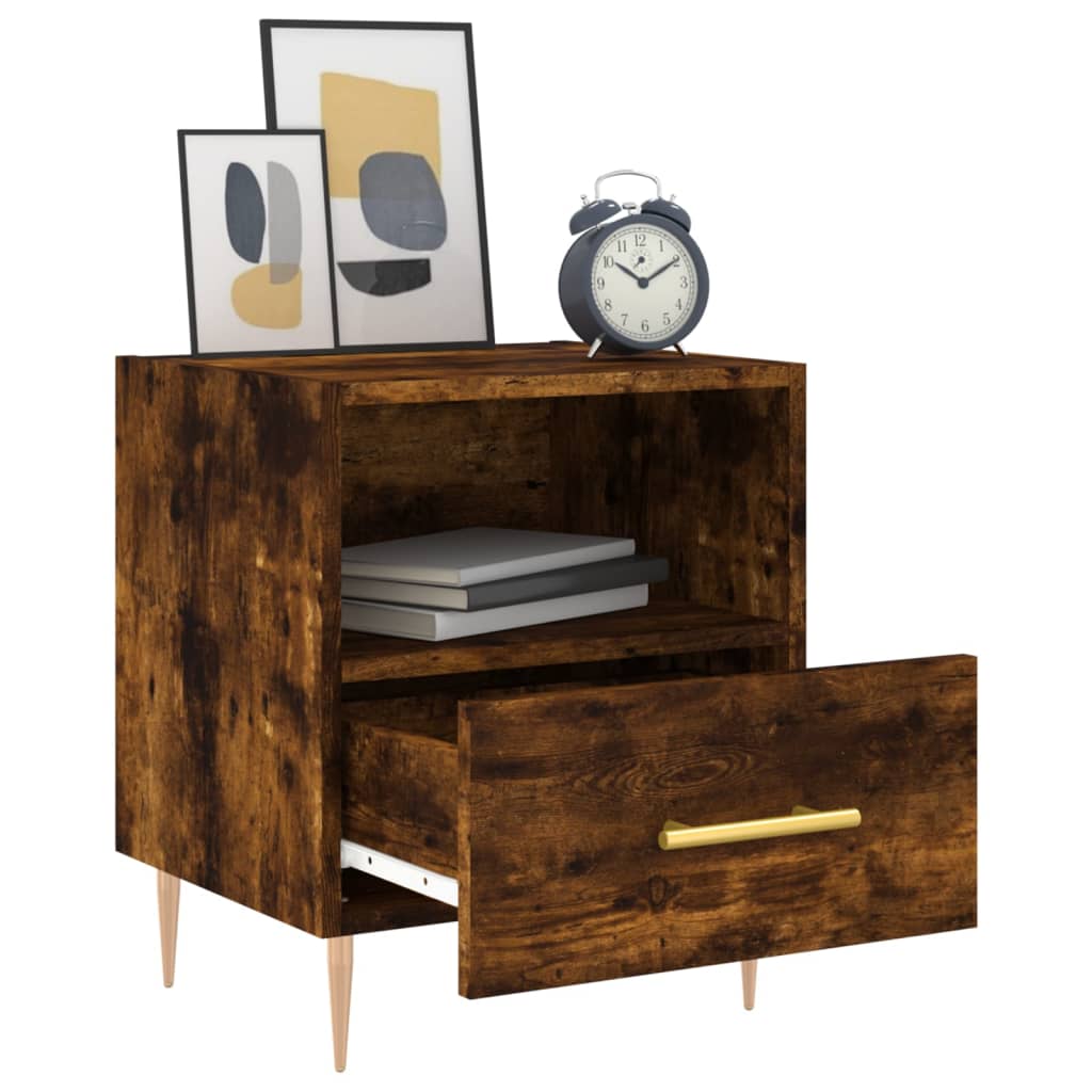 vidaXL Table de chevet chêne fumé 40x35x47,5 cm bois d’ingénierie - 7