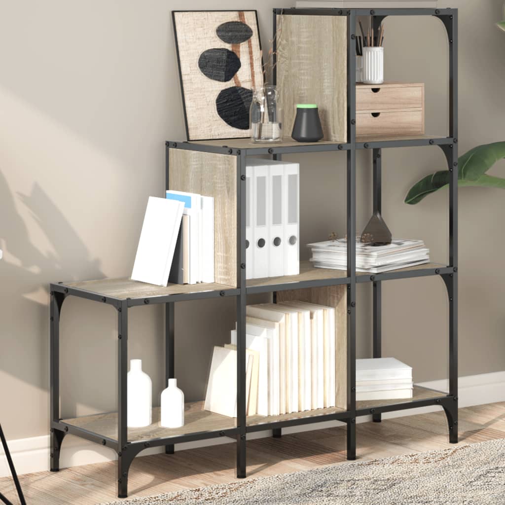 Armoire à Livres Rantry Sonoma - 86x25,5x140 Cm, Bois Ingénierie Gris