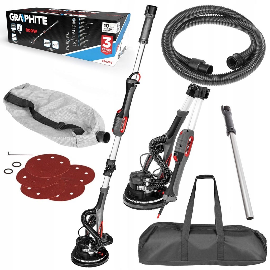GRAPHITE Szlifierka do gładzi gipsu 800W 225mm/215 mm led 59G265