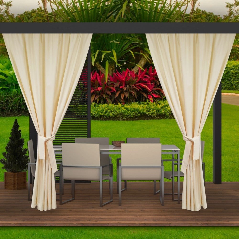 Cortinas de exterior 2x 155x200cm, cortinas de exterior beige, cortina de exterior para terraza, cortina para balcón, cortina de pérgola impermeable