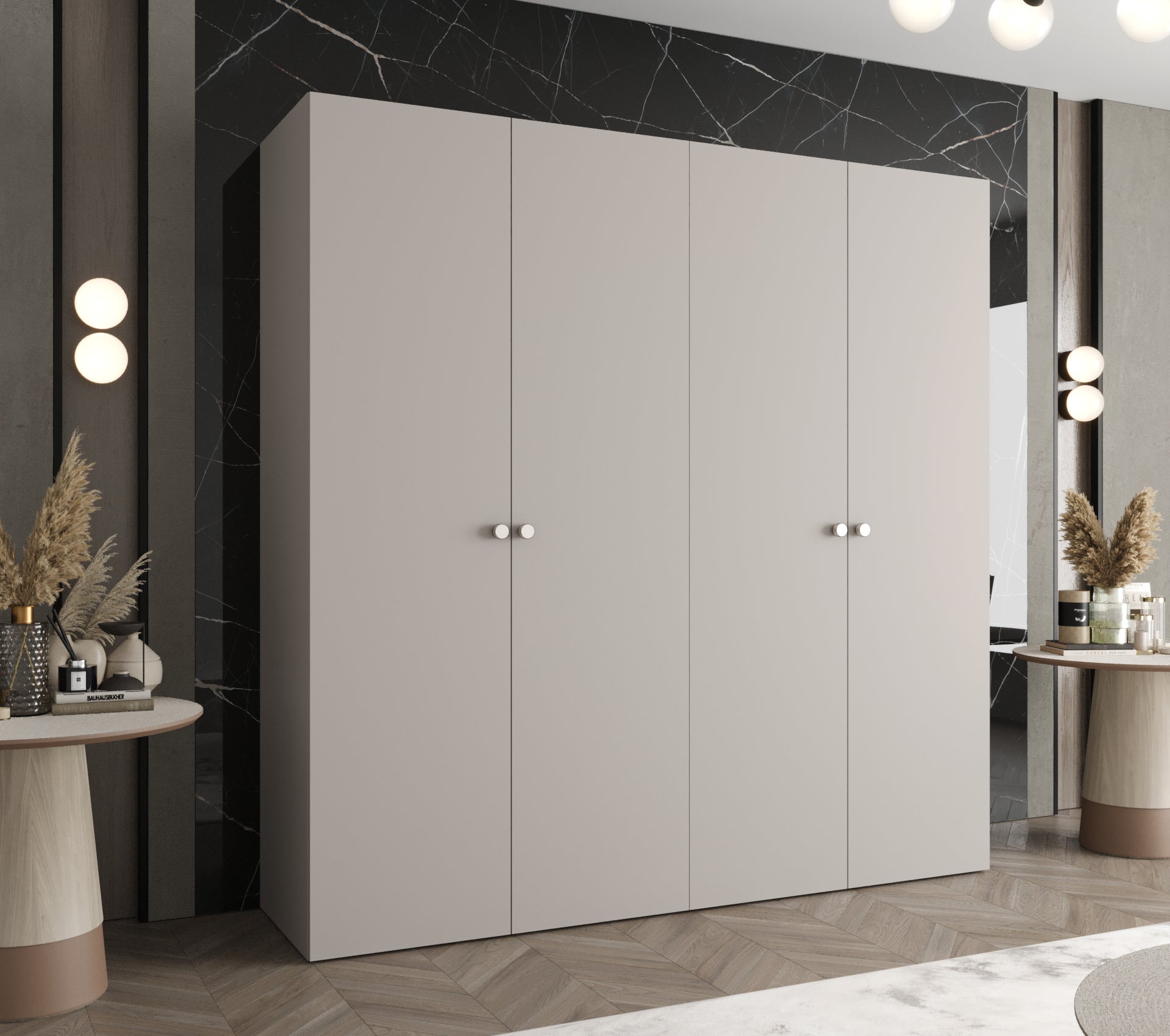 Szafa uchylna otwierana Parma 1 200 x 52 x 202 cm kaszmir + u. srebrny Abiks Meble - 2