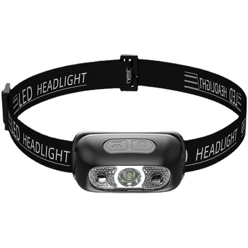 Lanternă frontală LED reîncărcabilă – 5 moduri, rezistentă la apă IPX4, cu lumină roșie. Perfectă pentru activități în aer liber: pescuit, camping