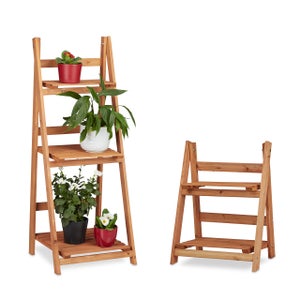 Scaletta Portafiori In Legno Bianco A 2 Ripiani – Scaffale Pieghevole Per Piante E Decorazioni - 2