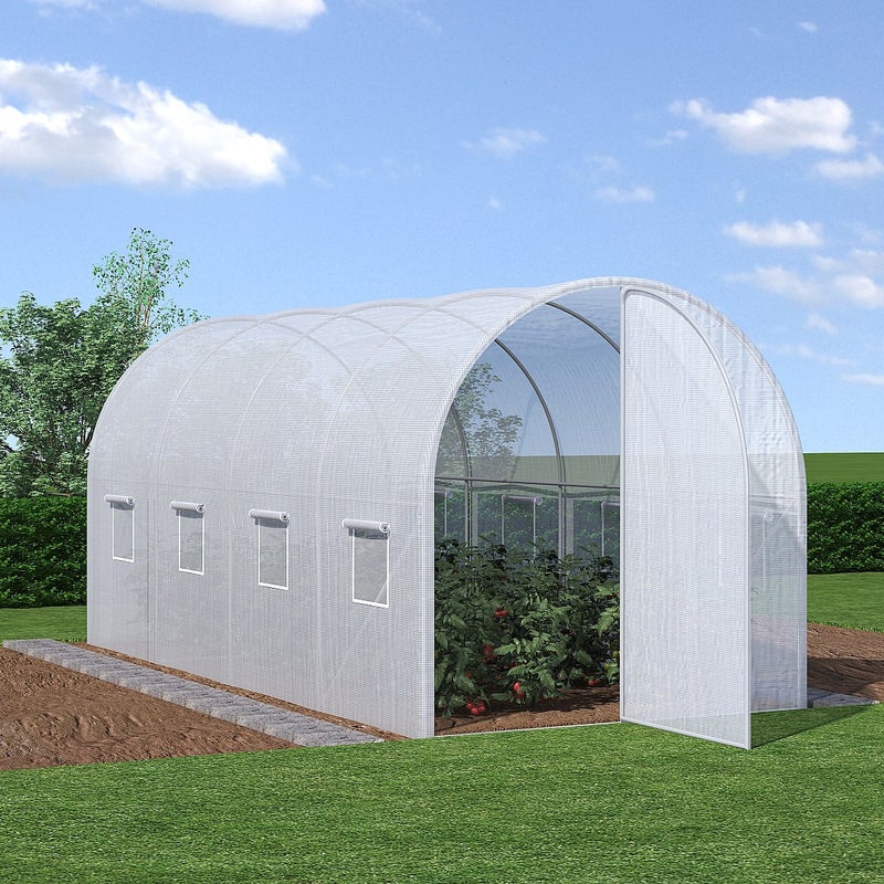 Szklarnia tunelowa ze stalową galwanizowaną konstrukcją i drzwiami 9 m² - Dł.450 x Szer.200 x Wys.200 cm - ALOCASIA