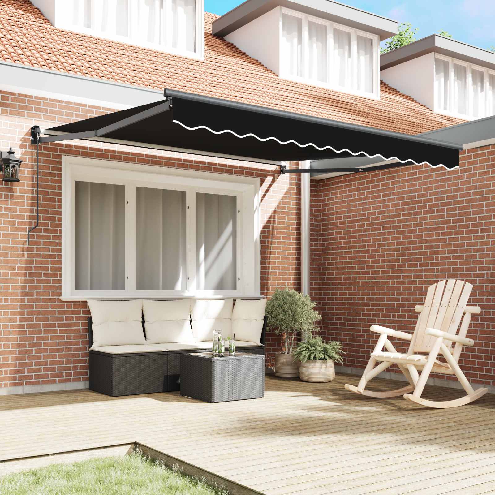 Toldo Retrátil Manual Preto 300x250 cm - Sombra Elegante para Espaços Externos - 3