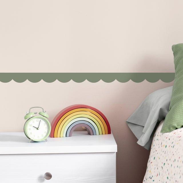 Fregio decorativo adesivo, verde smerlato, festone, verde oliva, 5 cm x 300 cm