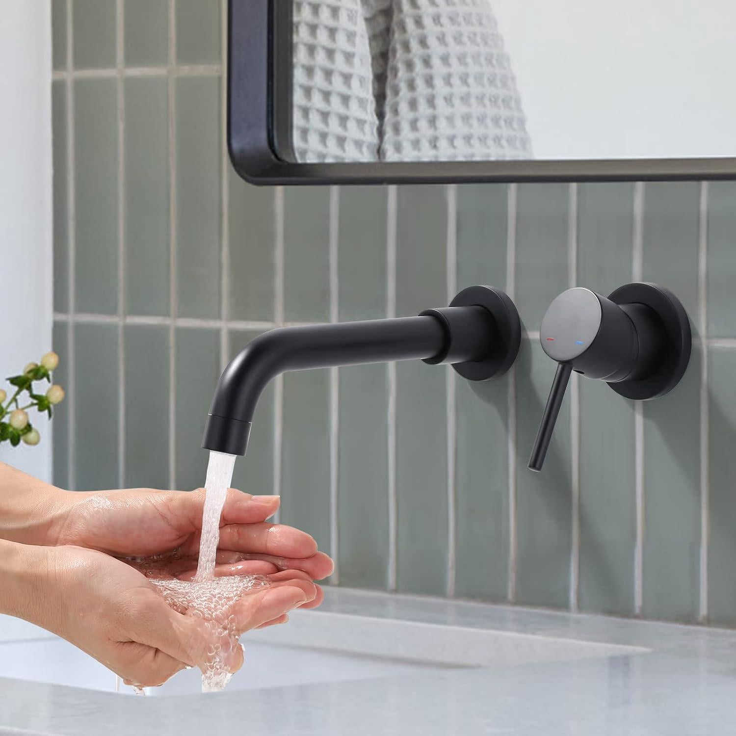 Mitigeur De Lavabo Mural Rotatif à 360°Robinet De Salle De Bain Pour