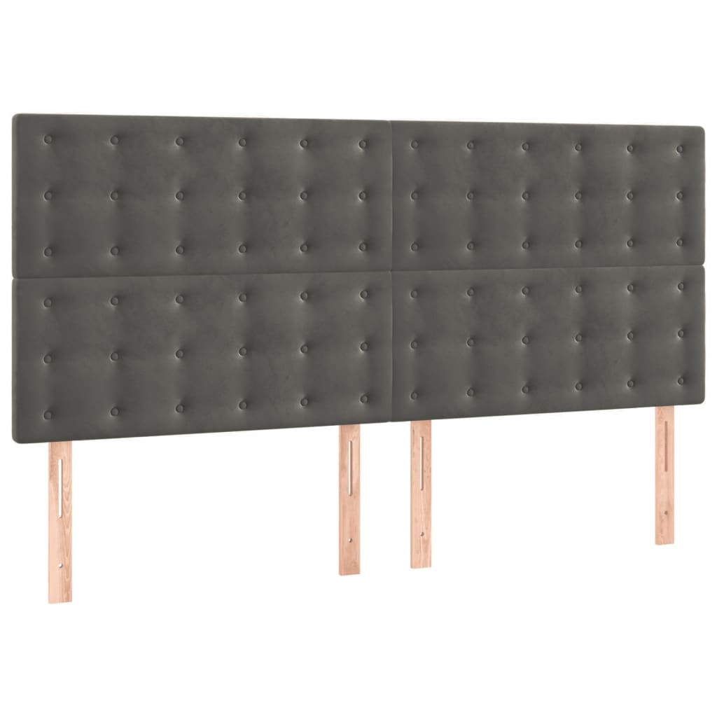 Cadre de lit sans matelas gris foncé 160 x 200 cm en velours - 8