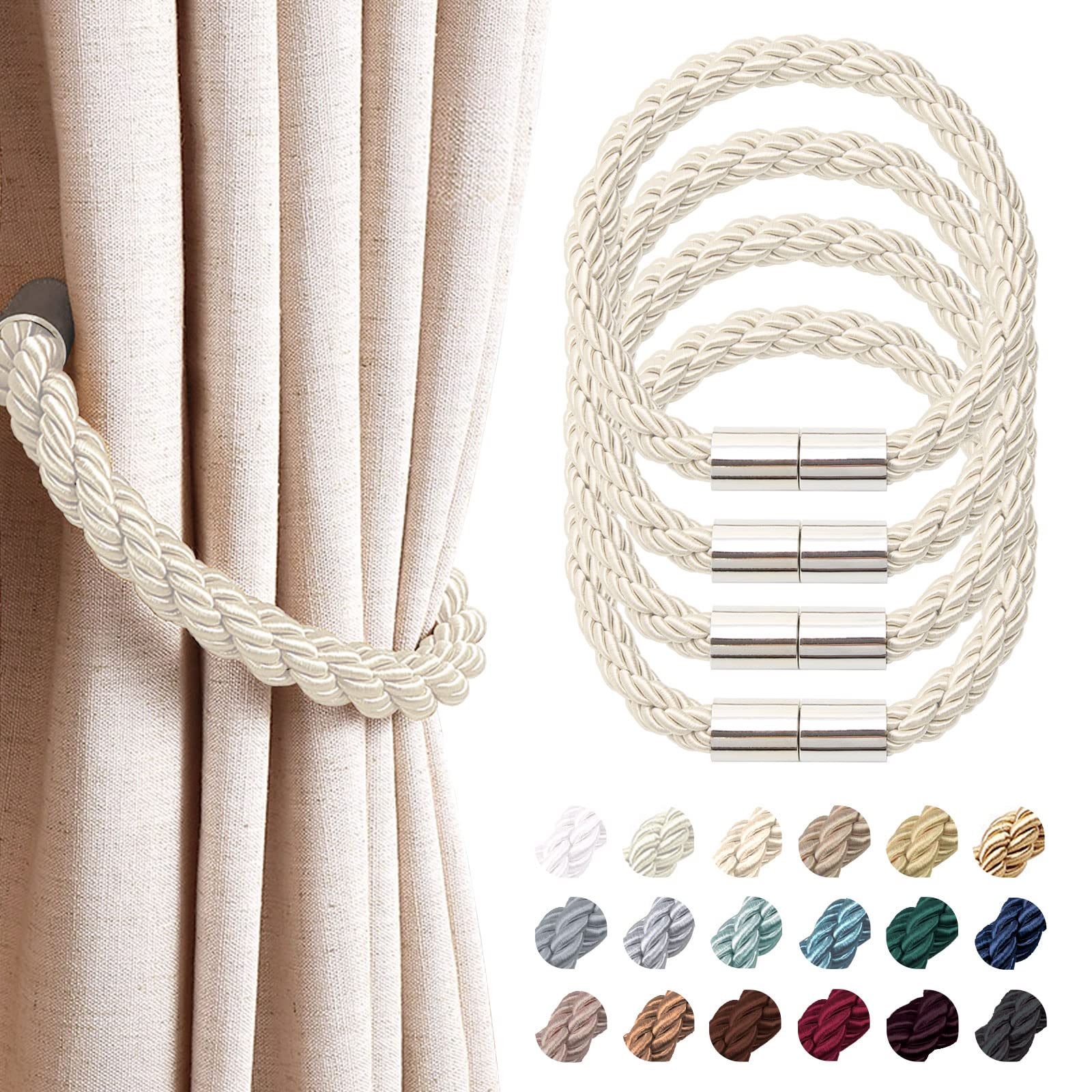 Hion fermatenda magnetici blu confezione da 2, fermatenda per tende, fermatenda, fermatenda, ganci decorativi a clip, in stile europeo, per casa, camera da letto, ufficio, finestra