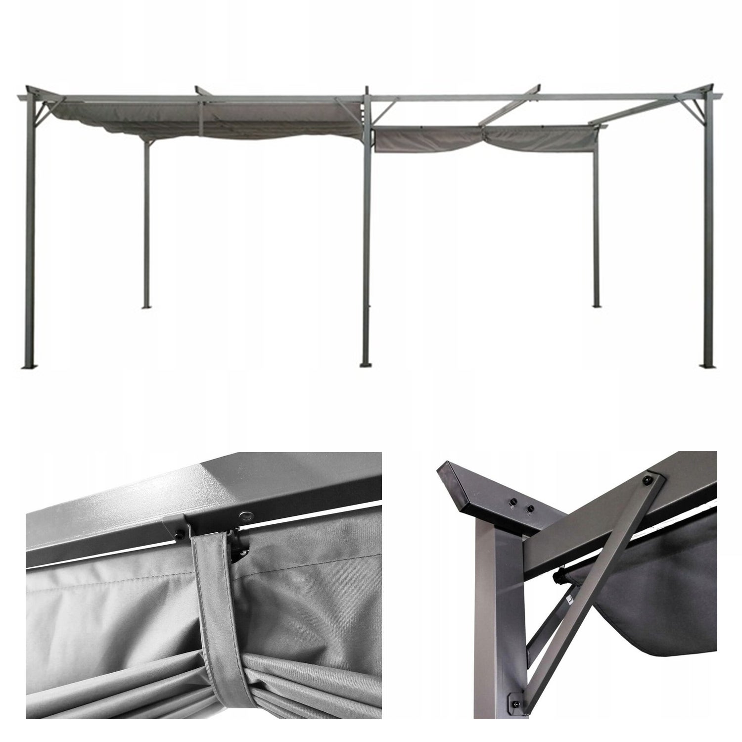 Pergola Tarasowa Hardmaister Duża Ogrodowa Zadaszenie Stal Sprint 3x6m Szara Altana 1 szt