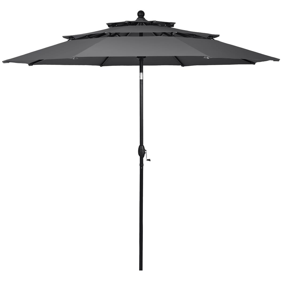 Parasol przeciwsłoneczny, Podstawa parasola nie jest dołączona, odporny na wiatr, stabilny, 300 cm, z korbą, składany, aluminiowy parasol tarasowy