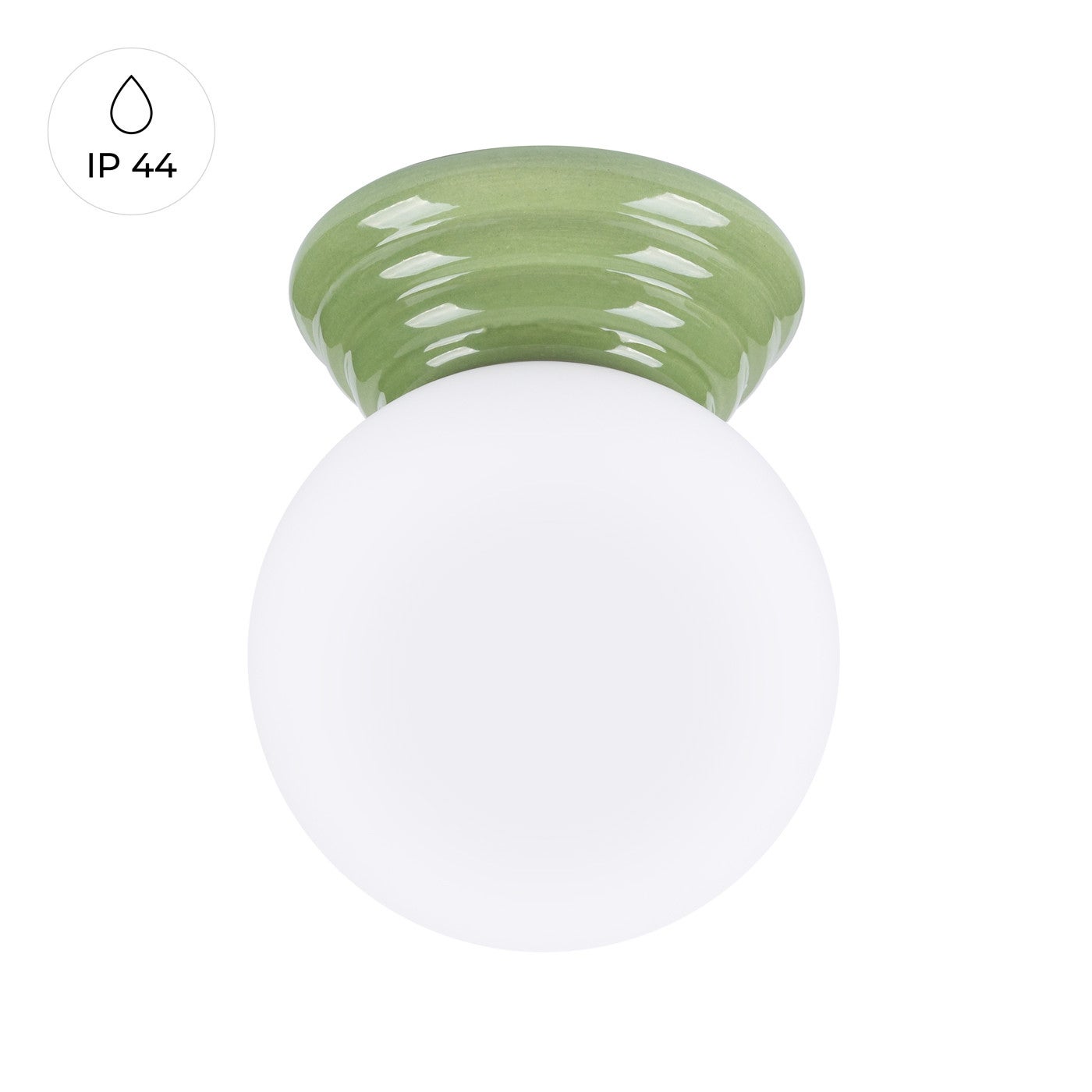 Lampa sufitowa ceramiczna szkliwiona ZORI zielono-biała 1xG9x8W ceramika / gips wym:12x12x16cm IP44 Sollux Lighting - 2