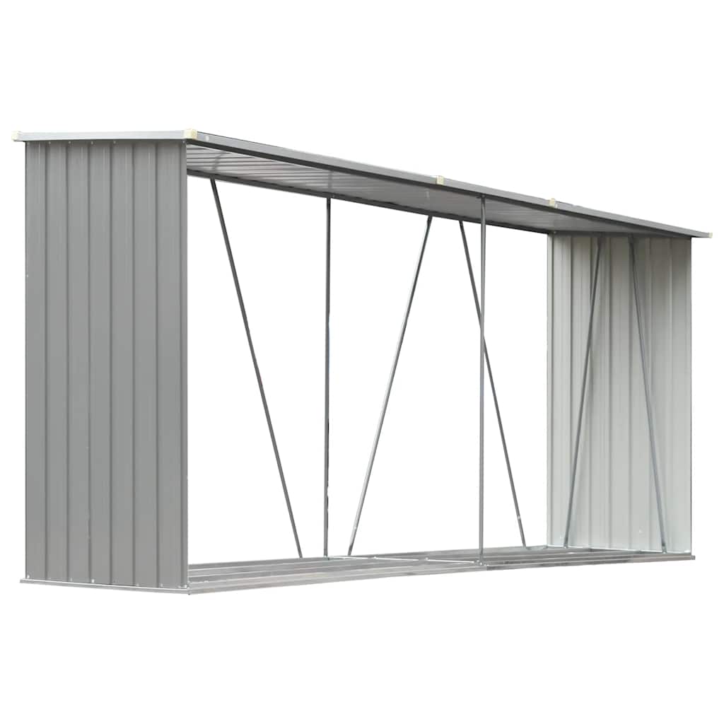 vidaXL Abri de stockage de bois Acier galvanisé 330x84x152 cm Gris - 2