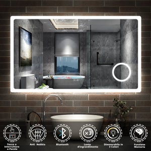 Specchio A Figura Intera Con Luci LED Cornice In Alluminio 3 Colori Di Illuminazione Specchio Autoportante O Montato A Parete Oro