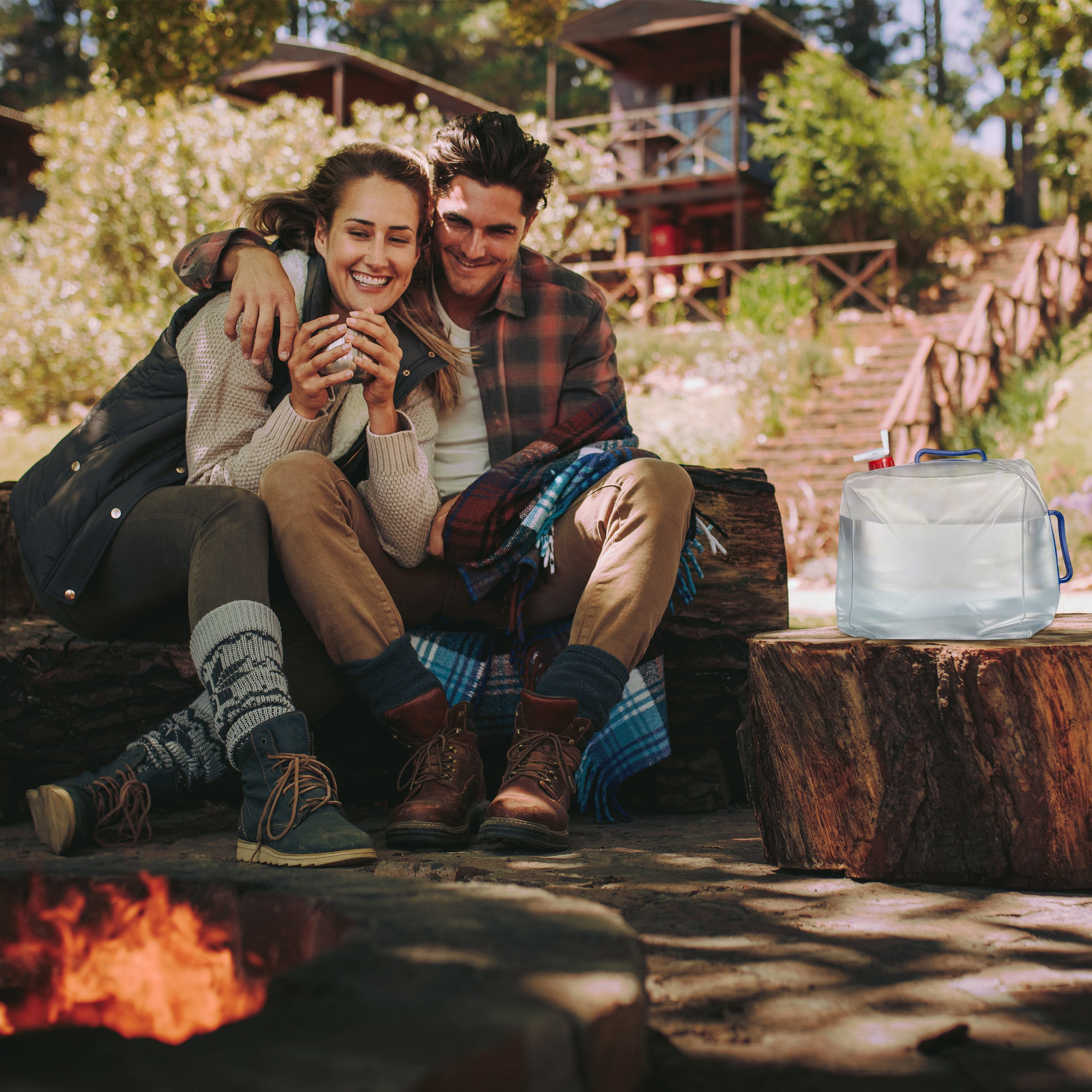 Bidons d’eau en lot de 4, 20 L, pliant, robinet, poignées, jerrycan, Plastique sans BPA, transparent, Relaxdays - 3