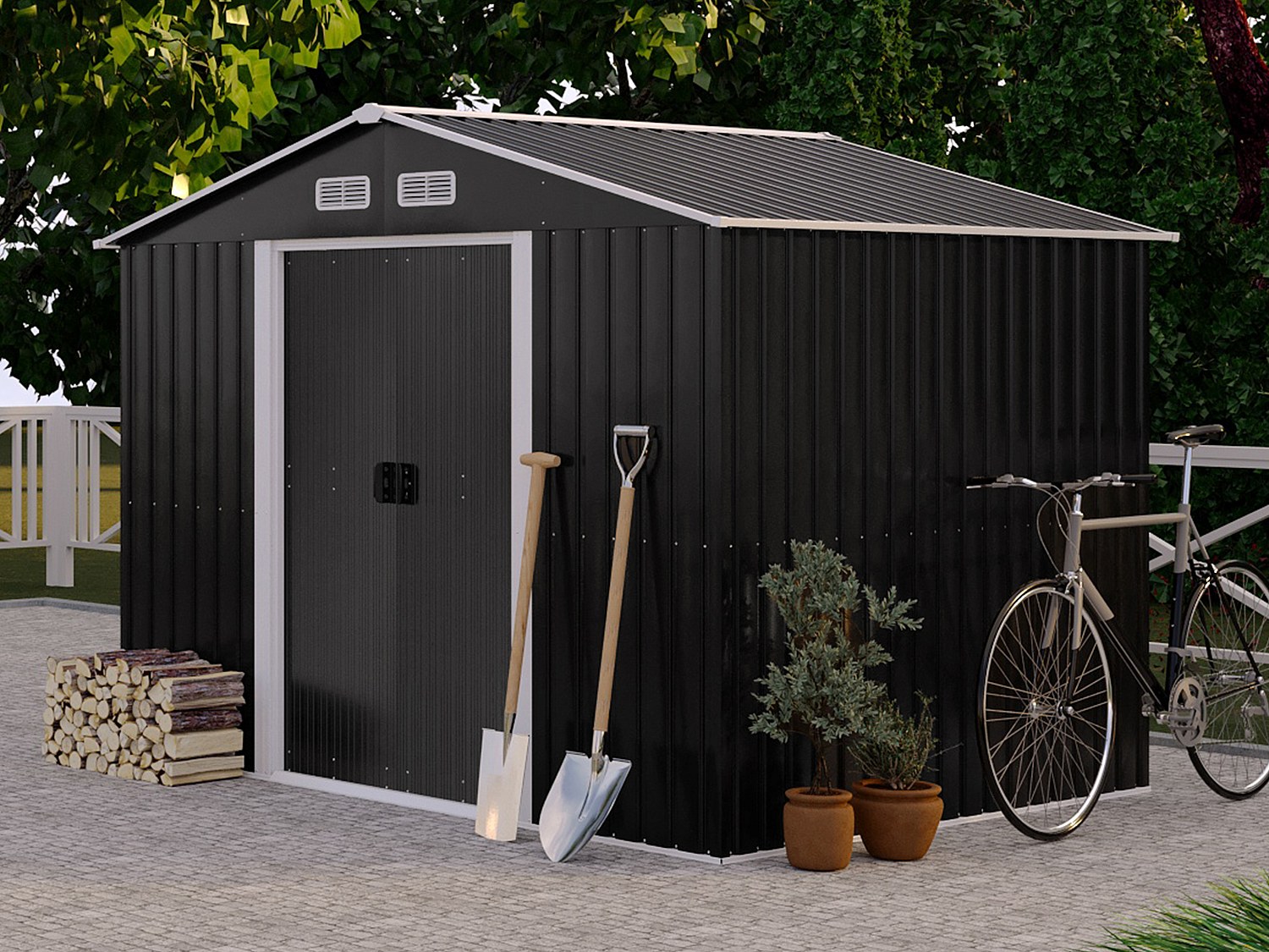 Wiata ogrodowa ze stali galwanizowanej w kolorze szarym MANSO- 5,2 m²