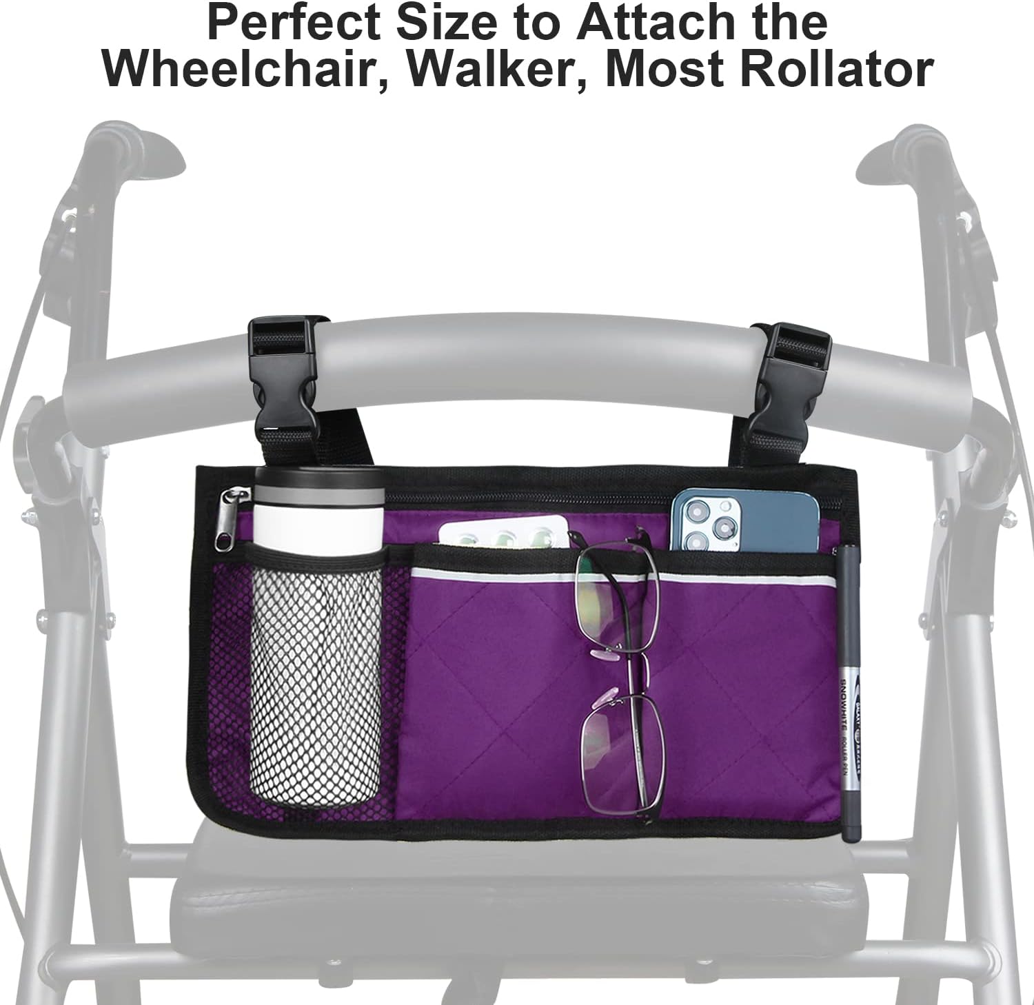 Sac de rangement pour fauteuil roulant, sac de rangement de grande capacité pour fauteuil