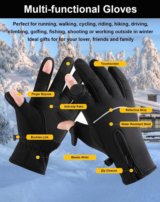 Gants d'hiver à écran tactile, gants chauds imperméables et coupe-vent, gants de course à pied, de cyclisme et de conduite, XL - 7
