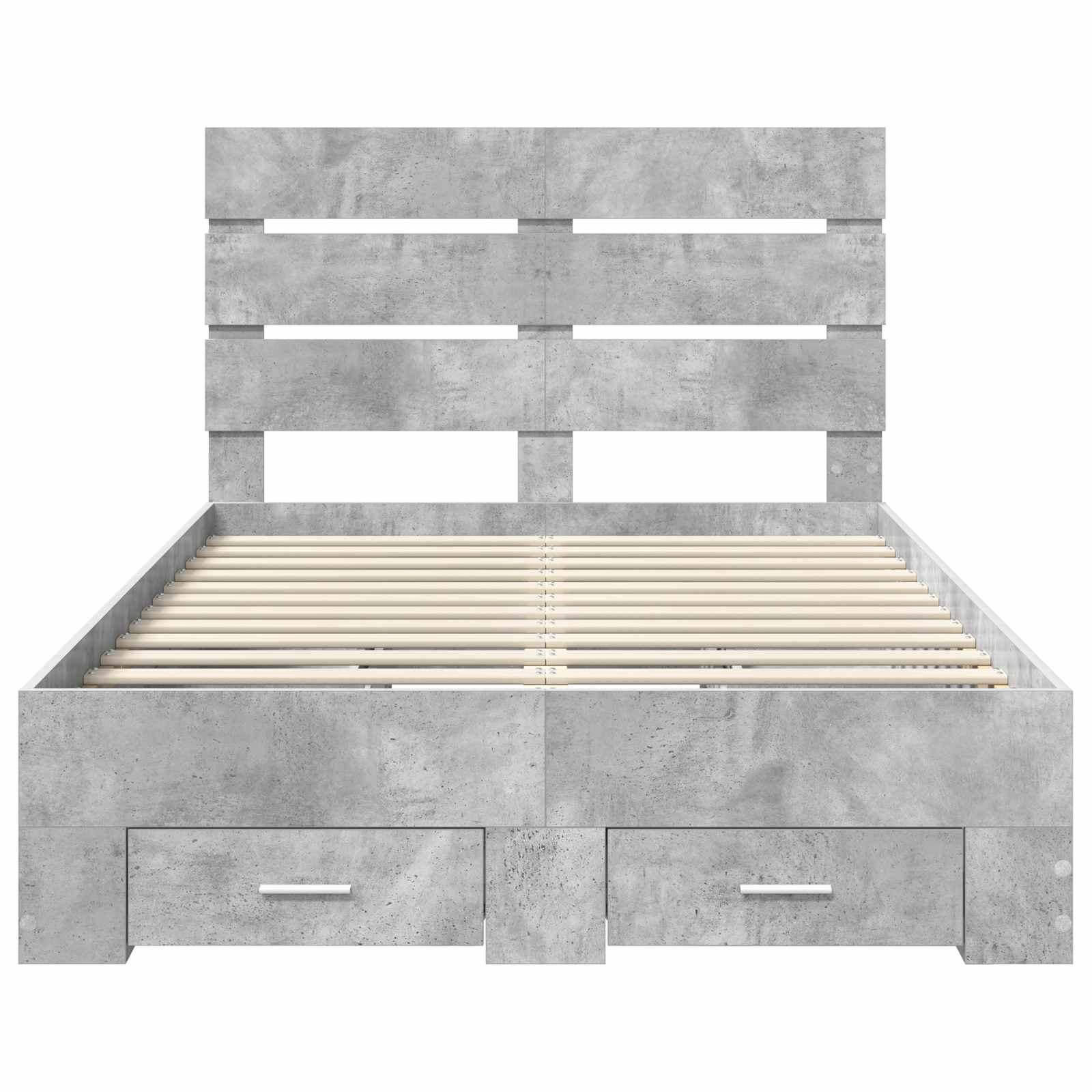 Cadre de lit en panneau de bois, gris béton, pour la chambre, 135 × 190 cm - 8
