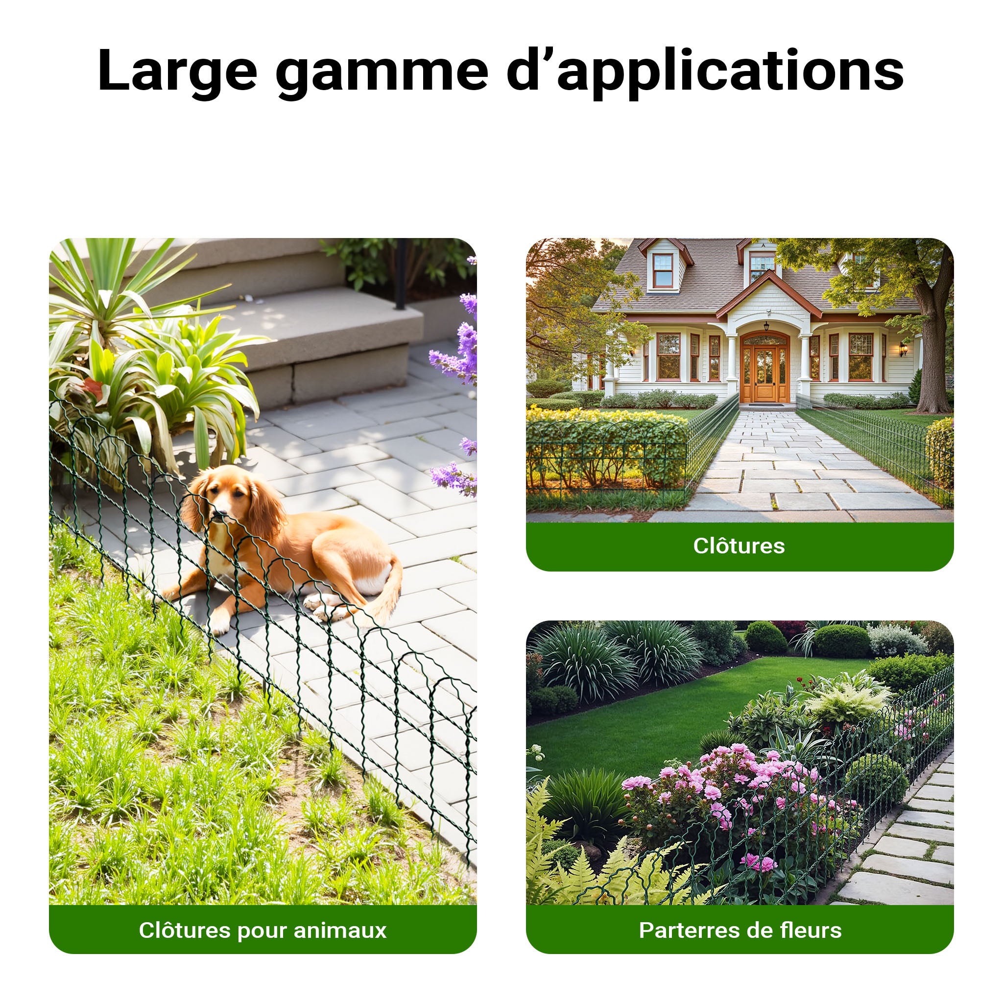 Wiltec Recinzione giardino 0,4 x 10 m verde, rete metallica in acciaio rivestita in PVC con bordo superiore ad arco, recinzione con maglie 9 x 15 c - 7
