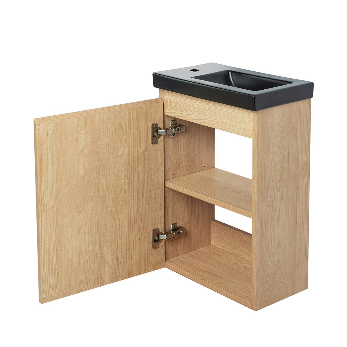 Lave-main Prémonté Bois 40Cm + Vasque céramique Noire BILY - 4