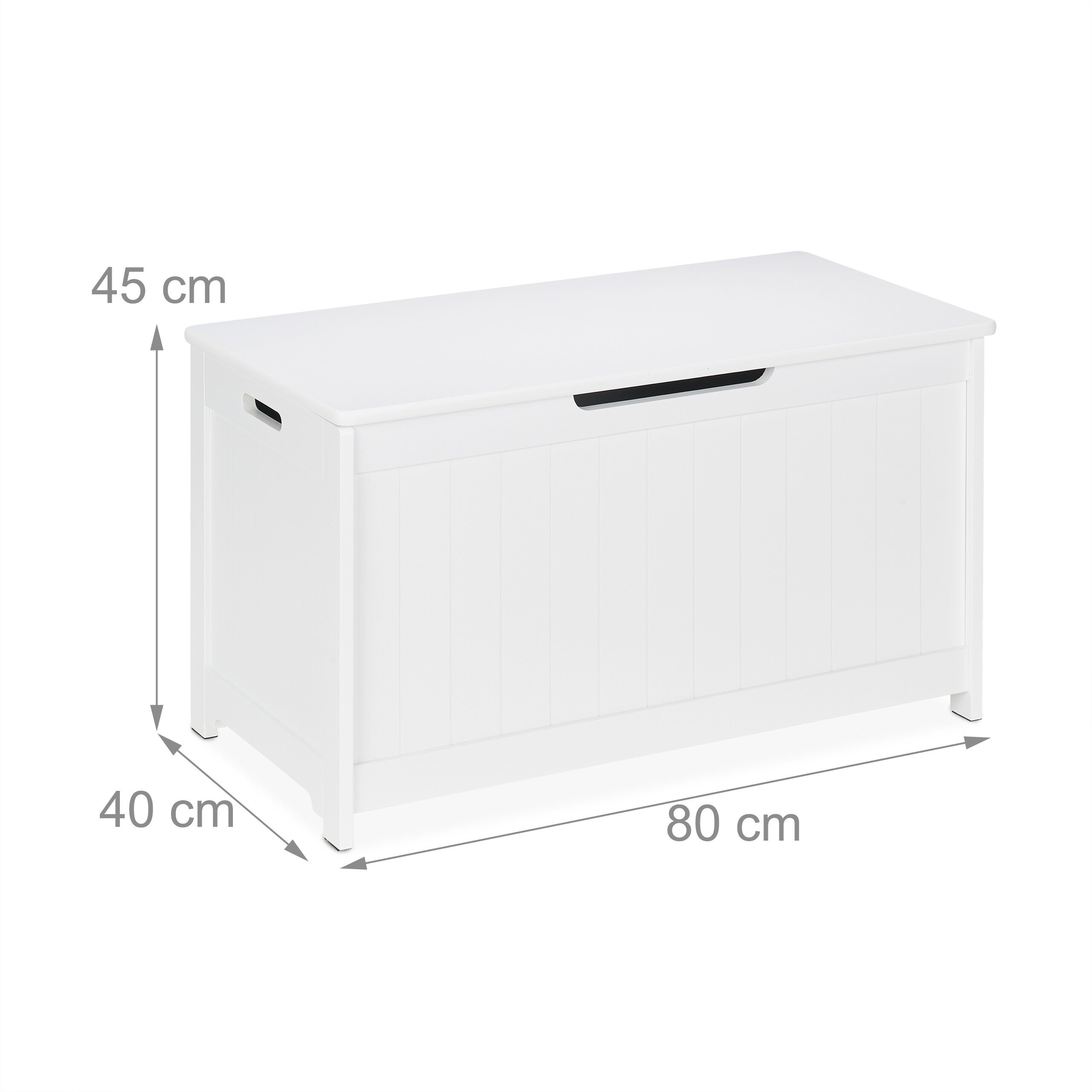 Coffre de rangement avec couvercle, grande caisse pour jouets, H x L x P : 45 x 80 x 40 cm, MDF, blanc, Relaxdays - 4