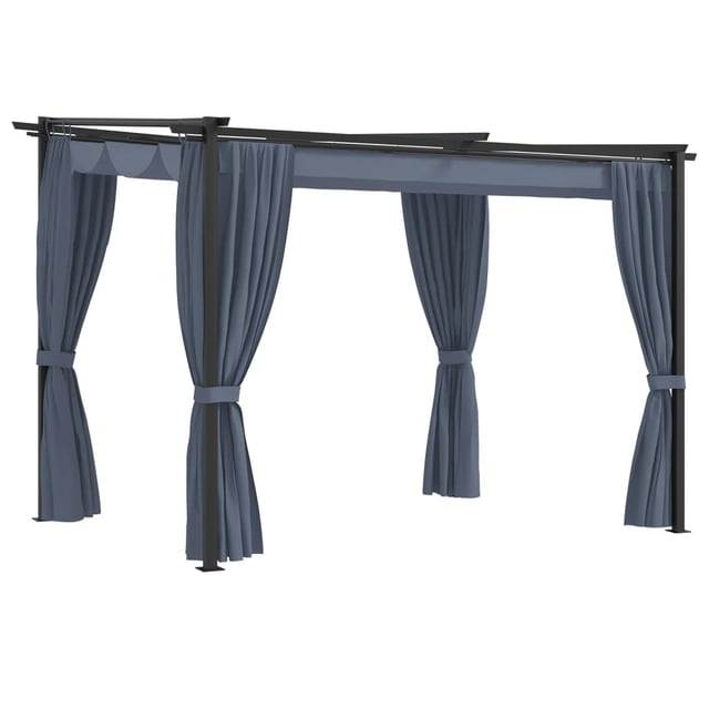 Gazebo da Giardino | Gazebo da Esterno con Tende 3x3 m Antracite in Acciaio CFW27818