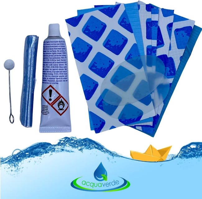 KIT RIPARAZIONE BLUE LINE Per Piscine E Gonfiabili - Tubetto Colla Da 30ml E 2 Toppe Cerotti - Foto 3