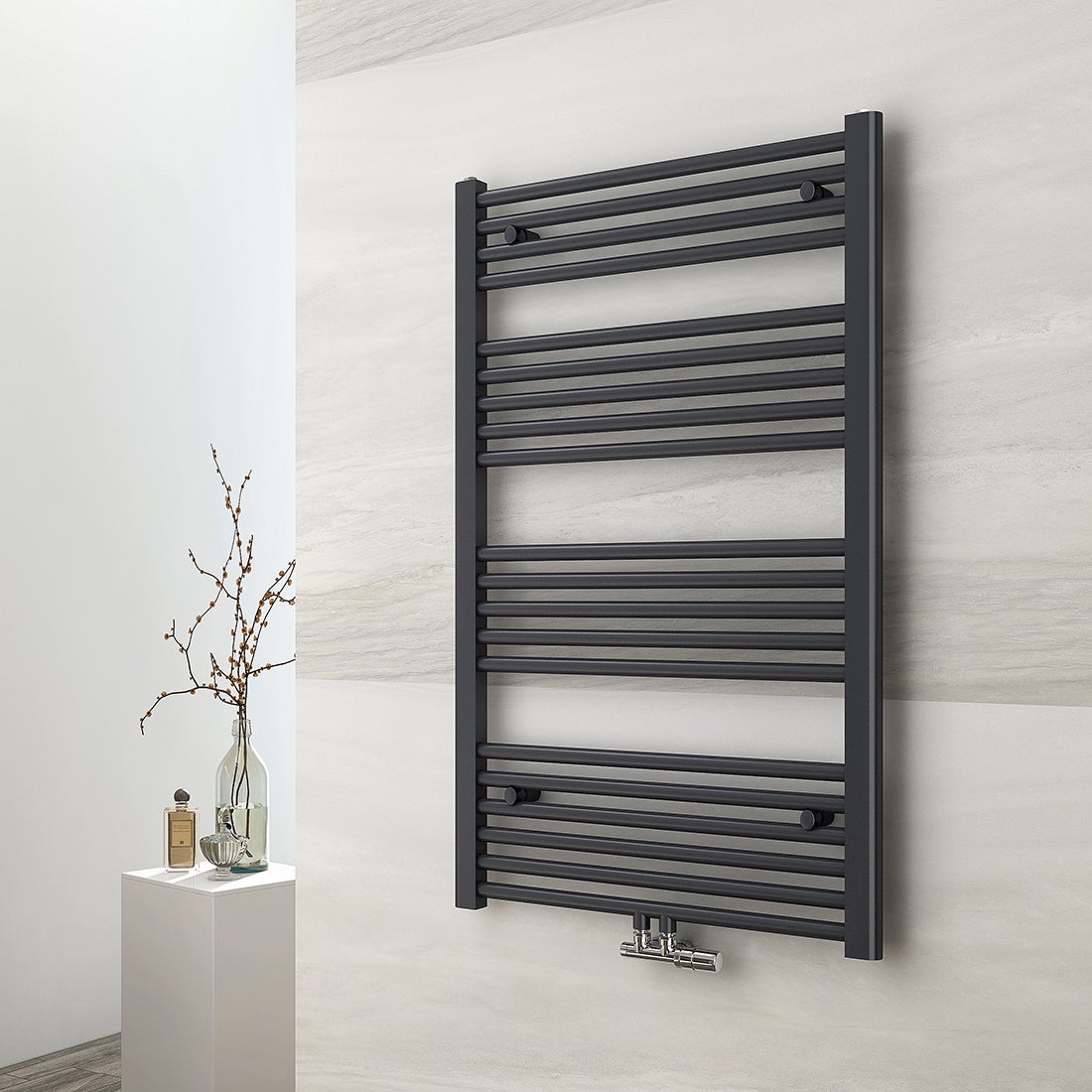 EMKE Grzejnik Łazienkowy 498W, 100x60 cm, 6 bar, do 5 m² – Antracytowy